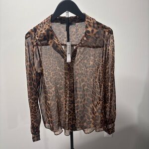 White House Black Market Animal Print Sheer Blouse